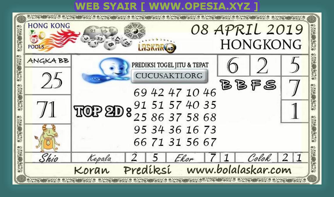 Kode syair hk Senin 8 April 2019 GOsyair SEDIA KODE