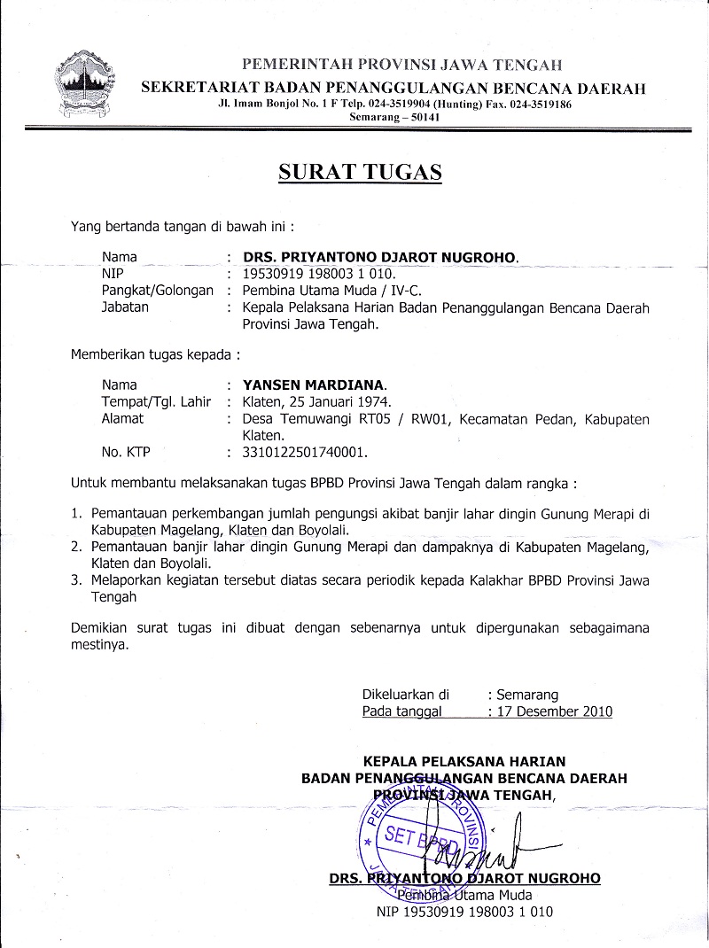 CONTOH LENGKAP SURAT TUGAS  Tentang Bimbingan dan Konseling