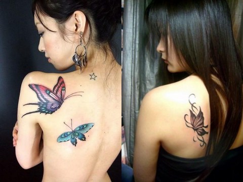 2012 Butterfly Tattoos on Shoulder