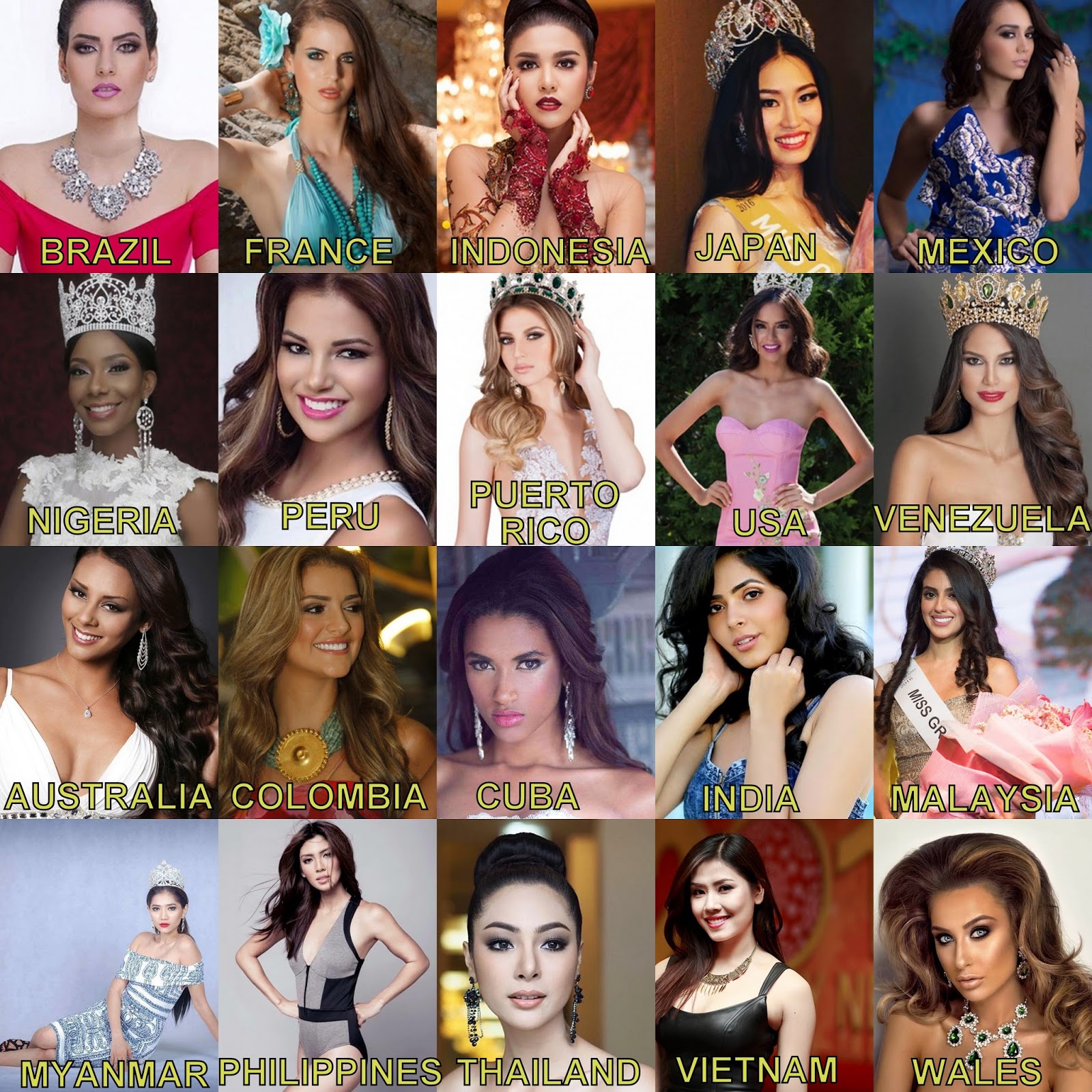 Miss Grand International 2016 beauty pageant top 20 predictions and