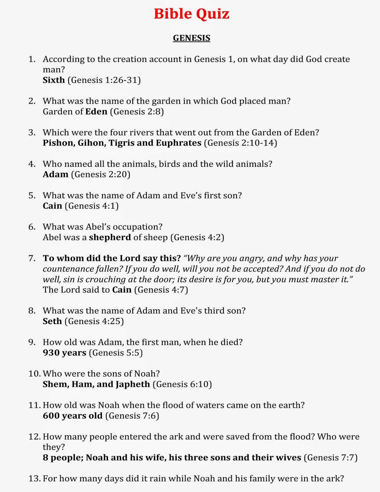 Multiple Choice Printable Bible Quiz Web Most Of The Bible Quizzes Are