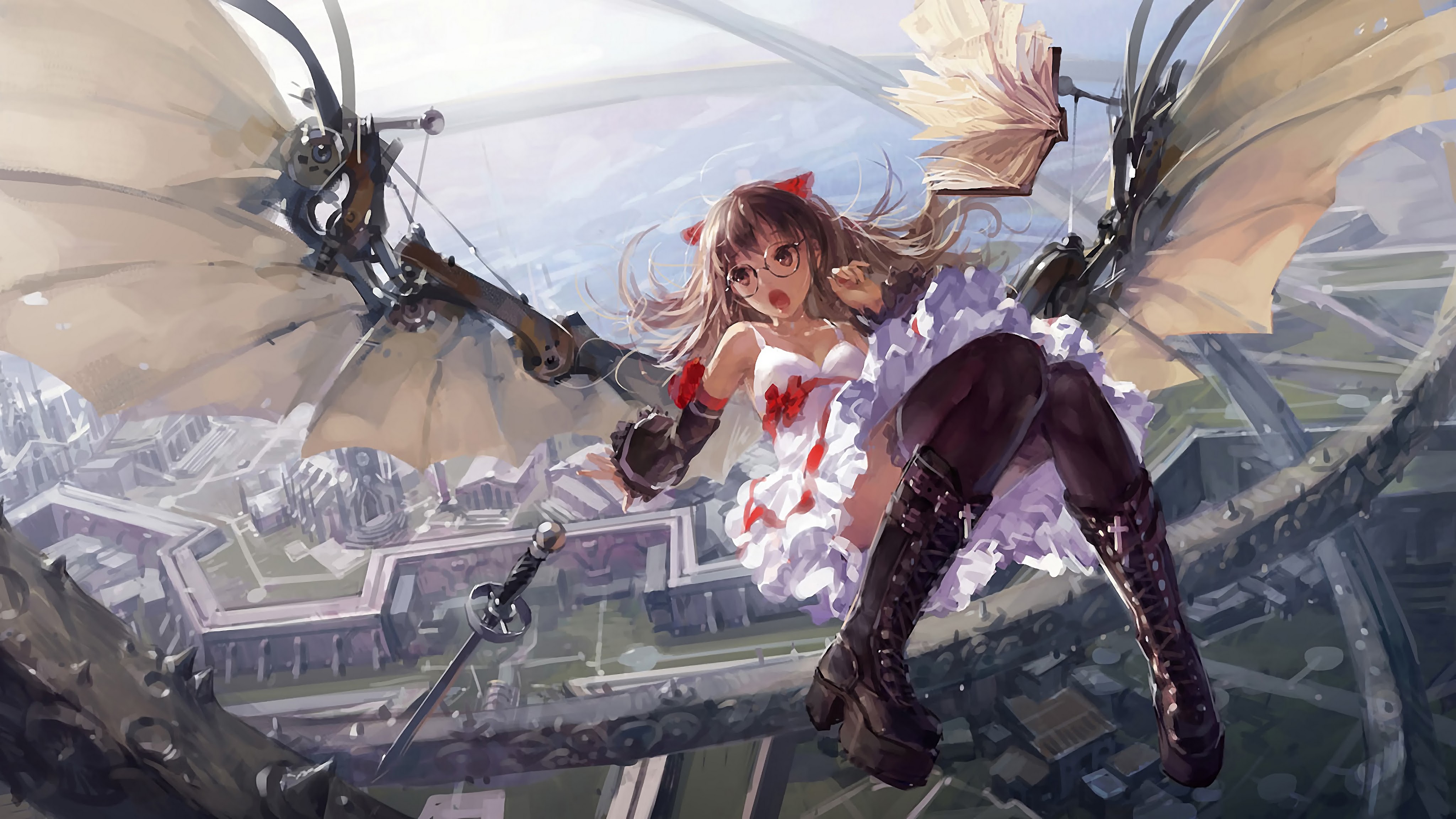 Anime Girl Flying Fantasy 4K Wallpaper #9