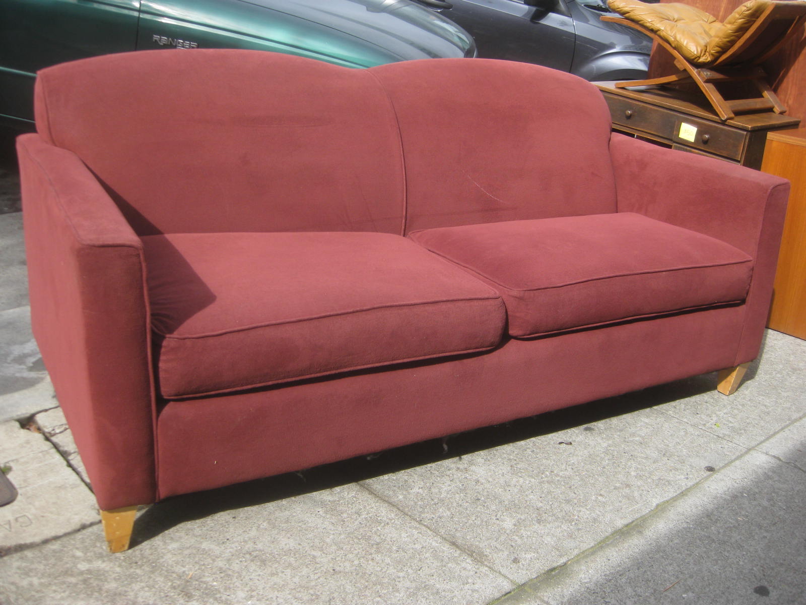 UHURU FURNITURE & COLLECTIBLES SOLD Red Wine Sofa 115