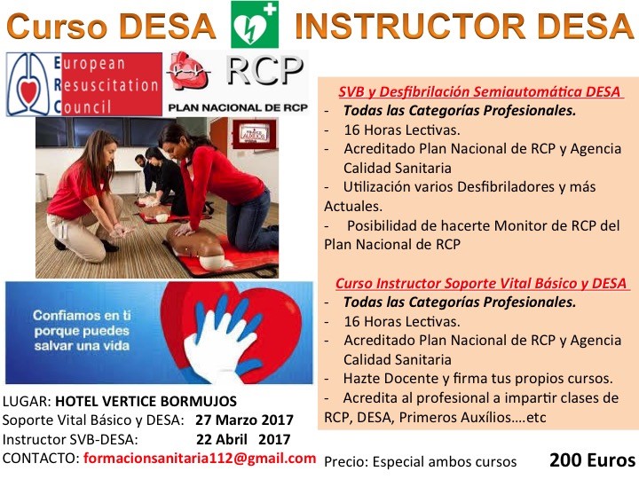 Formacion Soporte Vital Basico CURSO DE SVB Y DESA + INSTRUCTOR SVB