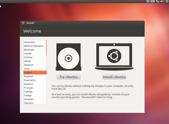 Ubuntu Install - Jendela awal instalasi Ubuntu Ubuntu Install - Jendela awal instalasi Ubuntu