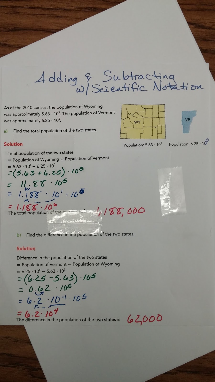 Mrs Warren Math On Team Vista Adding And Subtracting With Scientific