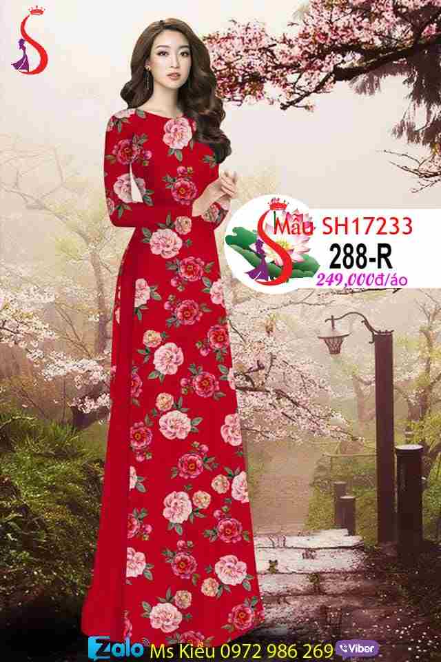 Vải Áo Dài Đẹp Họa Tiết Hoa Hồng Phấn Mẫu H17233