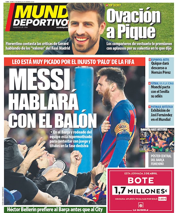 FC Barcelona, Mundo Deportivo: "Messi hablará con el balón"