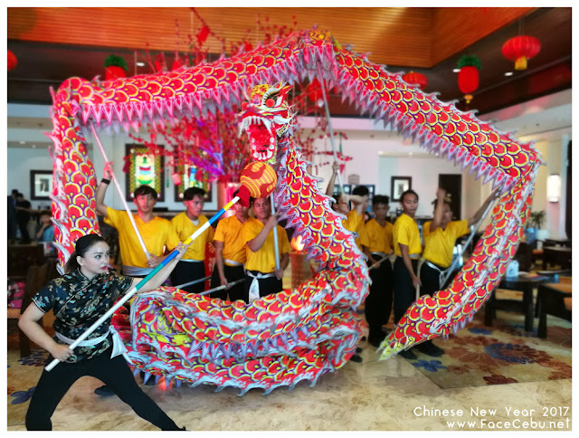 Dragon Dance at the main entrance of Waterfront Airport Hotel and Casino