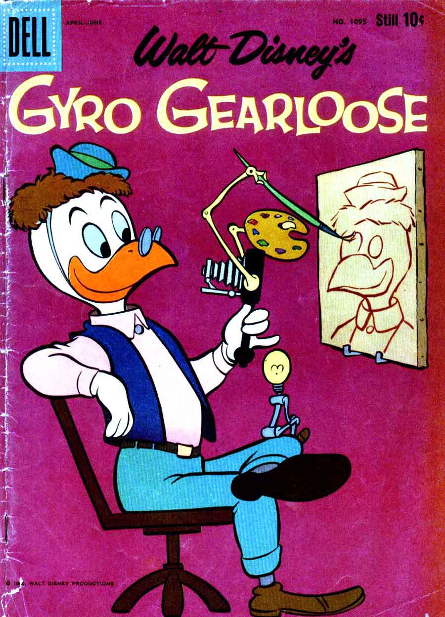 Gyro Gearloose / Four Color Comics #1095 dell silver age 1960s comic book cover art by Carl Barks Gyro Gearloose / Four Color Comics #1095 dell silver age 1960s comic book cover art by Carl Barks
