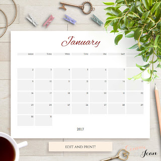 2017 editable calendar