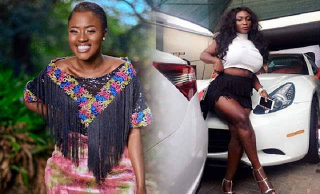 Actress Fella Makafui (Left) and Abena Moet of OKAY FM (Right)