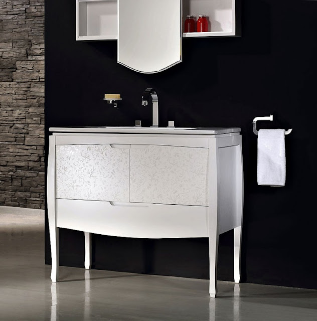 White Colored Wooden Material with Silver Curve Stainless Faucet