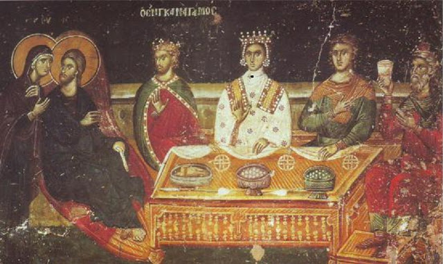 Τοιχογραφία από τον Άγιο Νικόλαο τον Ορφανό της Θεσσαλονίκης που παριστάνει τον ΕΝ ΚΑΝΑ ΓΑΜΟ.