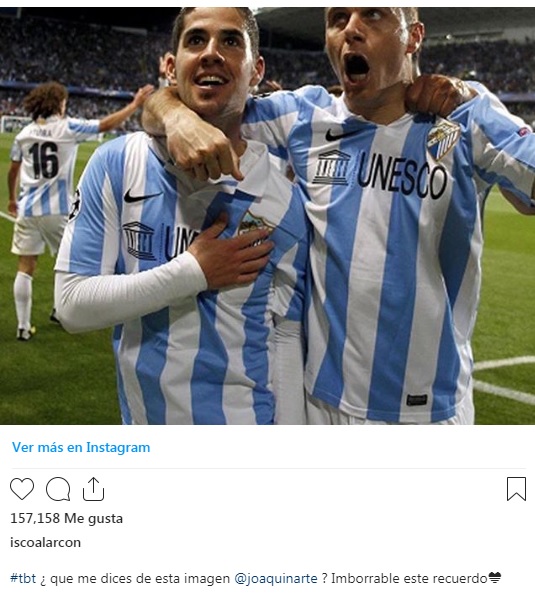 Isco muestra una foto a Joaquín en Instagram: "¿Qué me dices de esta imagen?
