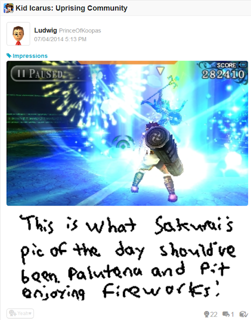 Kid Icarus Uprising Pit Palutena fireworks cannon July 4