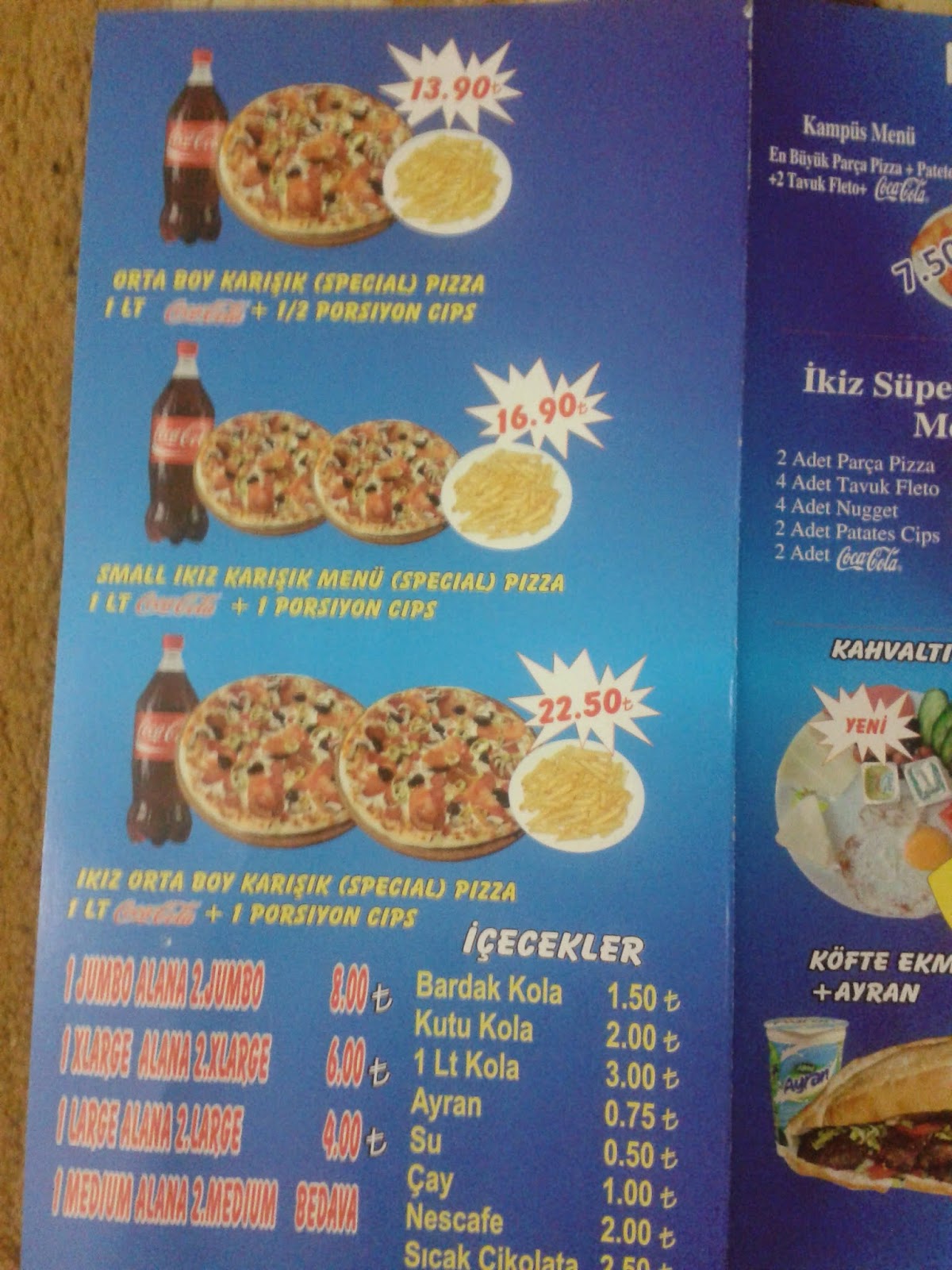 Kötekli Rehberi Muğla Pizza Cook 2014 Menüsü