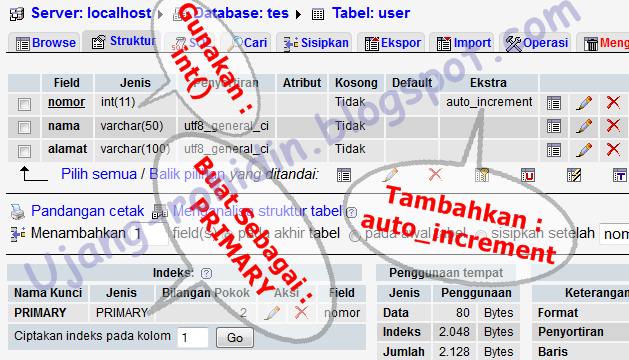 Membuat nomor urut terbentuk secara otomatis pada database MYSQL