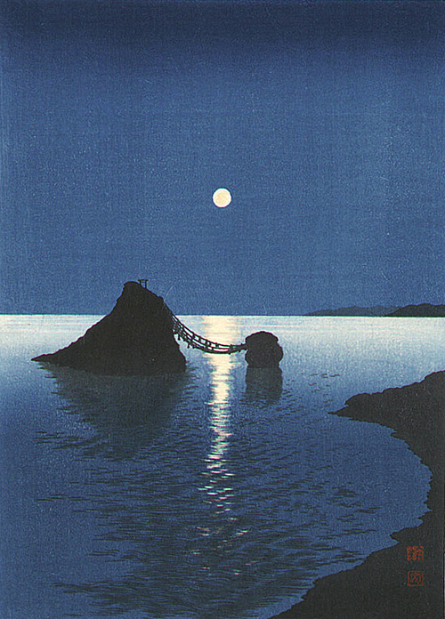 庄田耕峯「月明かりの海(Moonlit Sea)」本物木版画、新版画、初期摺り 真作保証】庄田耕峯 Moonlit Sea woodblock print Meiji