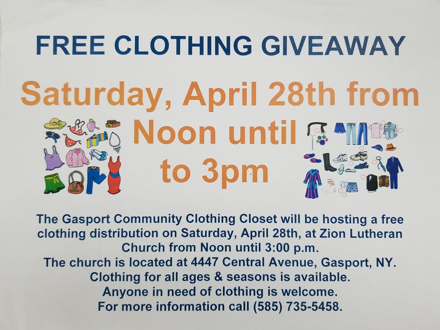 LIFE AND TIMES IN GASPORT, NEW YORK Clothing distribution