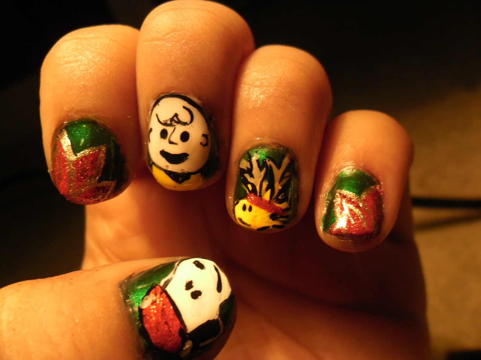 Glam Polish Charlie Brown Xmas Nails by Anisha!