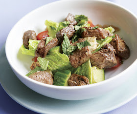 Grilled Lamb Kebab Salad with Cucumber, Tomatoes & Pita Grilled Lamb Kebab Salad with Cucumber, Tomatoes & Pita