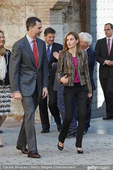 King Felipe VI of Spain and Queen Letizia of Spain visit the Aljaferia Palace on March 10, 2015 in Zaragoza, Spain.
