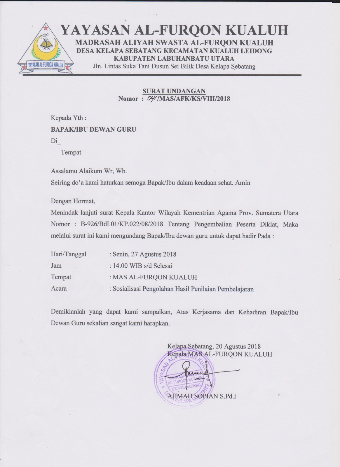 Contoh Laporan Rencana Tindak Lanjut Diklat Guru Paud