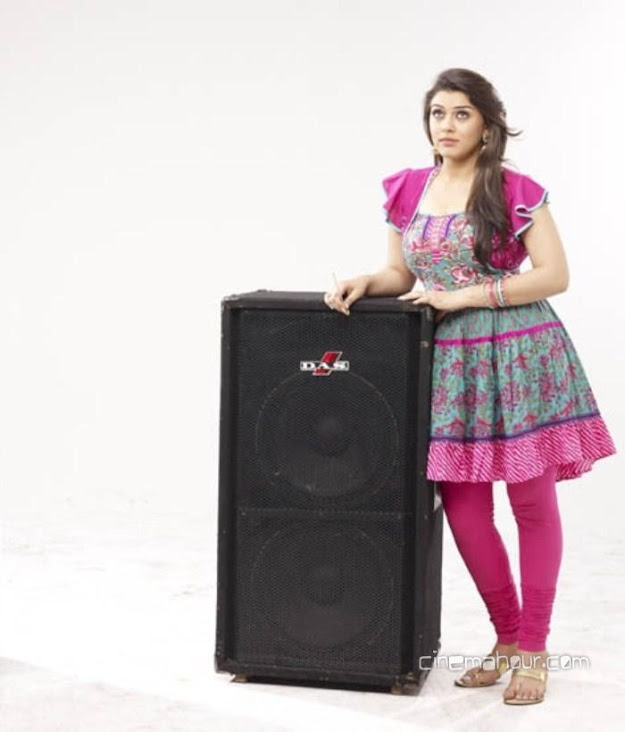 Hansika motwani new photoshoot with speaker wearing pink frock suit and churidar. -  Hansika Motwani lovely photoshoot - pink churidar