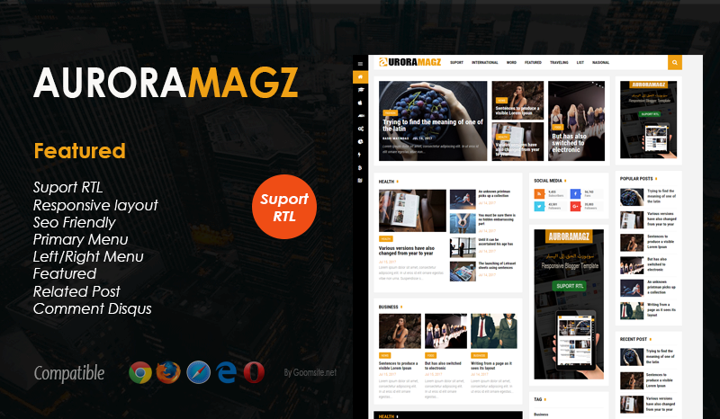 Free Download Auroramagz Responsive Blogger Template