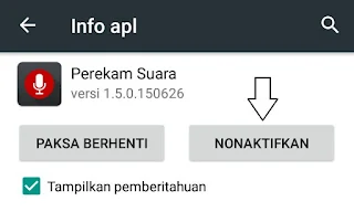 Menonaktifkan aplikasi pada Android