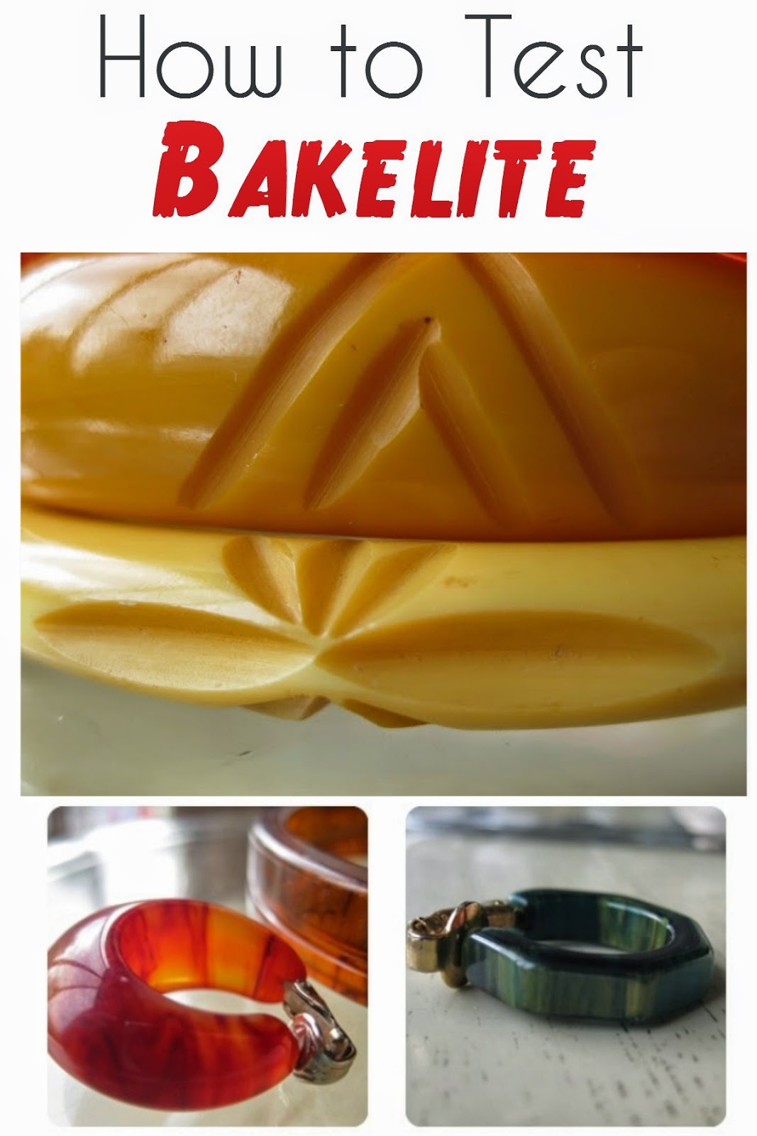 how to test and identify vintage bakelite jewelry from Va-Voom Vintage