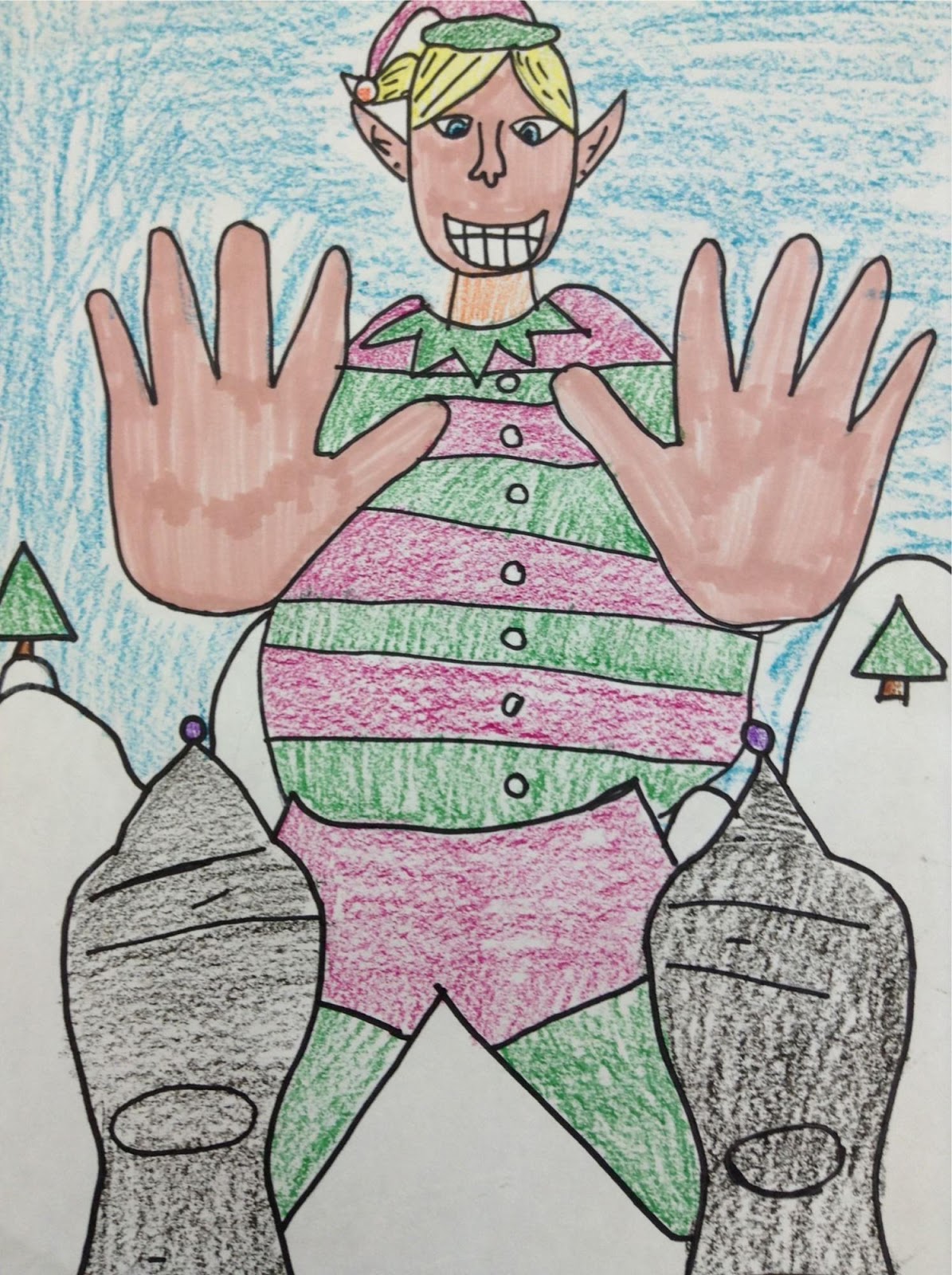 Create your ART out!: Elf Foreshortening with Fourth Grade!