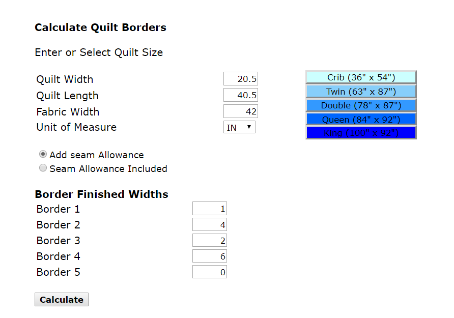 Quilt Border Calculator