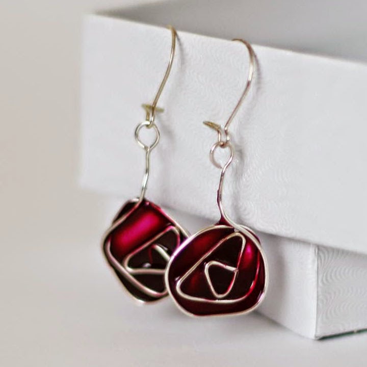  Stained glass Glasgow rose earrings