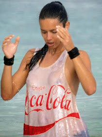 Adriana Lima Braless See-Through Nip Slip in Cancun