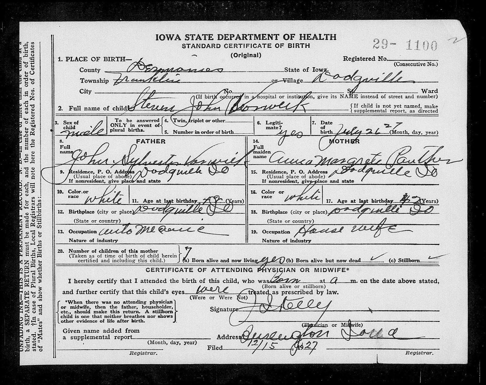 Matt's Genealogy Blog Iowa Birth Certificates 19211942