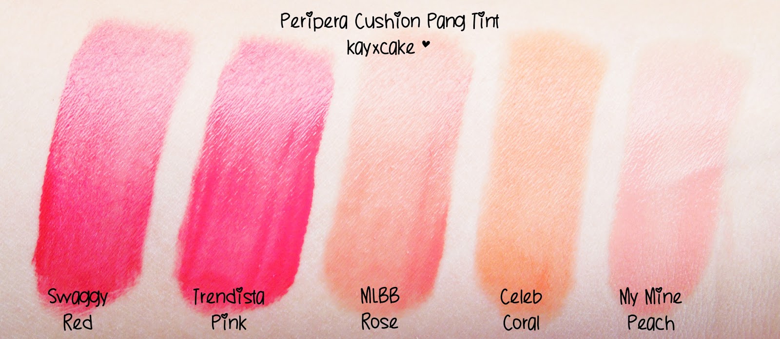 Kay Cake Beauty Peripera Cushion Pang Tint ♡ Review + Swatches