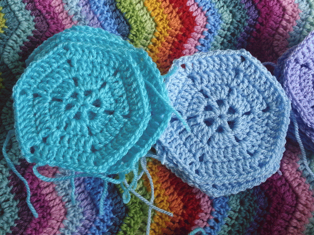 Crochet hexagon motifs