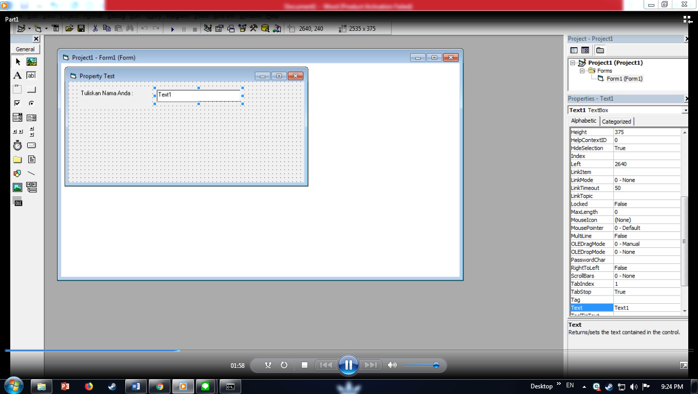Visual Basic 6.0 Pemanggilan name Textbox ke label | Tugas