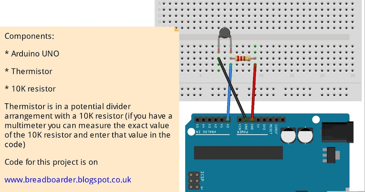 Breadboarders: Arduino with a thermistor to get temperature - PLX-DAQ ...