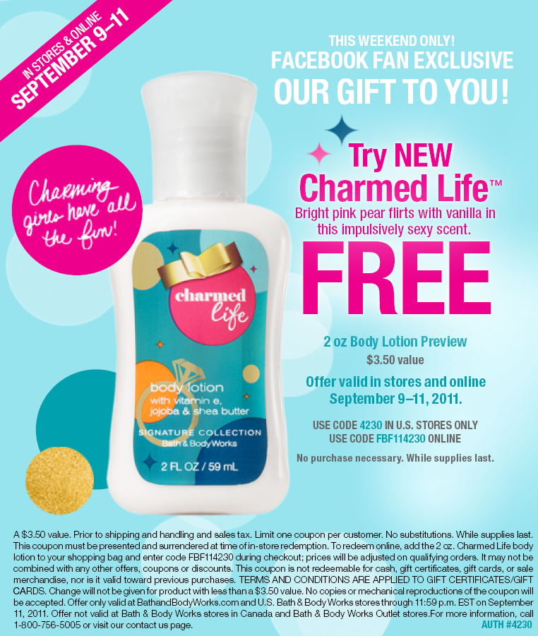 Free Bath & Body Works Charmed Life Body Lotion In-store ...