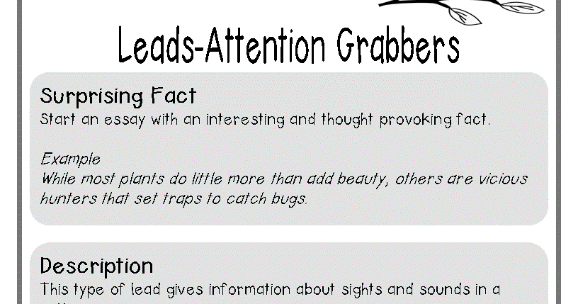 Examples of attention grabbers for essays