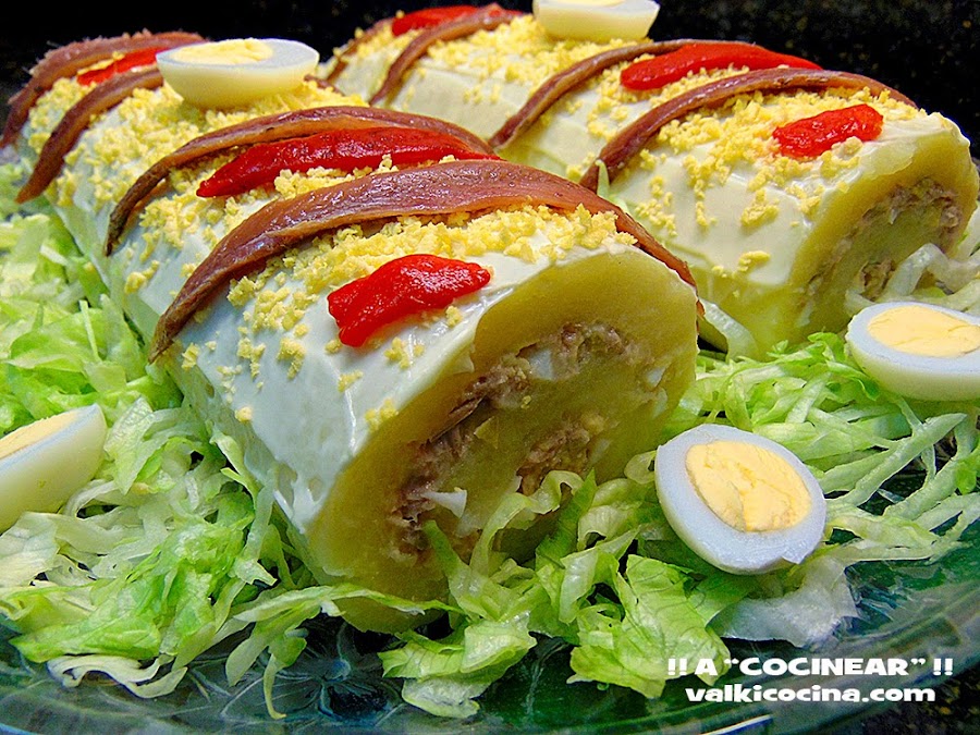 Rollo de patata relleno de atun
