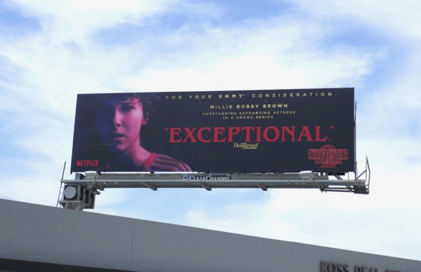 Millie Bobby Brown Stranger Things 2 Exceptional Emmy FYC billboard Millie Bobby Brown Stranger Things 2 Exceptional FYC billboard