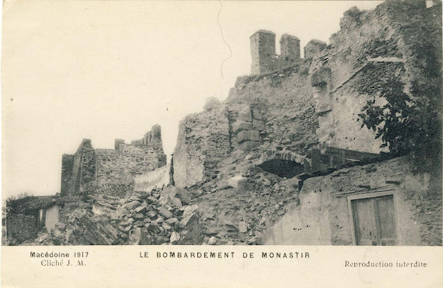 Bitola in ruins in 1917 on a postcard issued by Cliche J.M France.