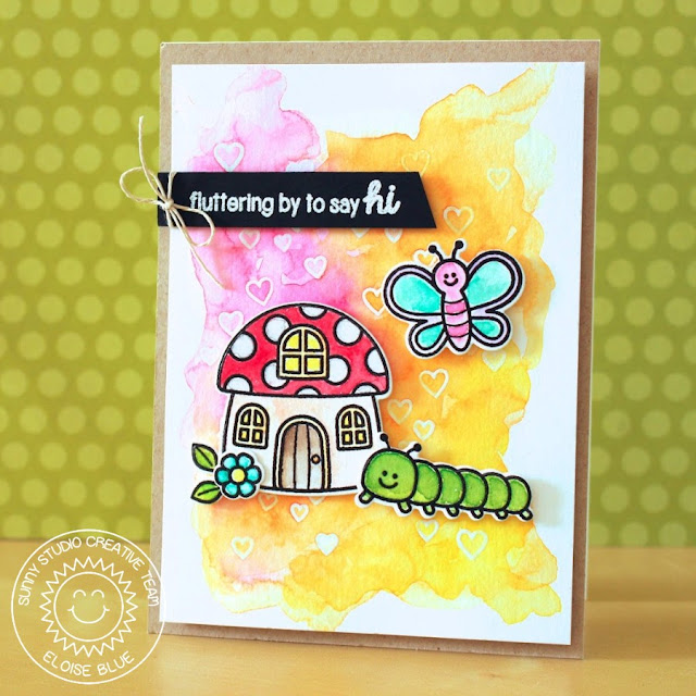 Sunny Studio Stamps: Backyard Bugs Watercolor Card by Eloise Blue
