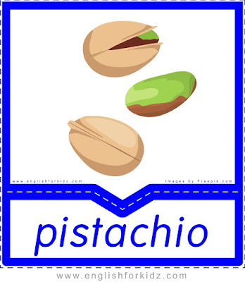 Pistachio - English flashcards for the fruits, vegetables and berries topic