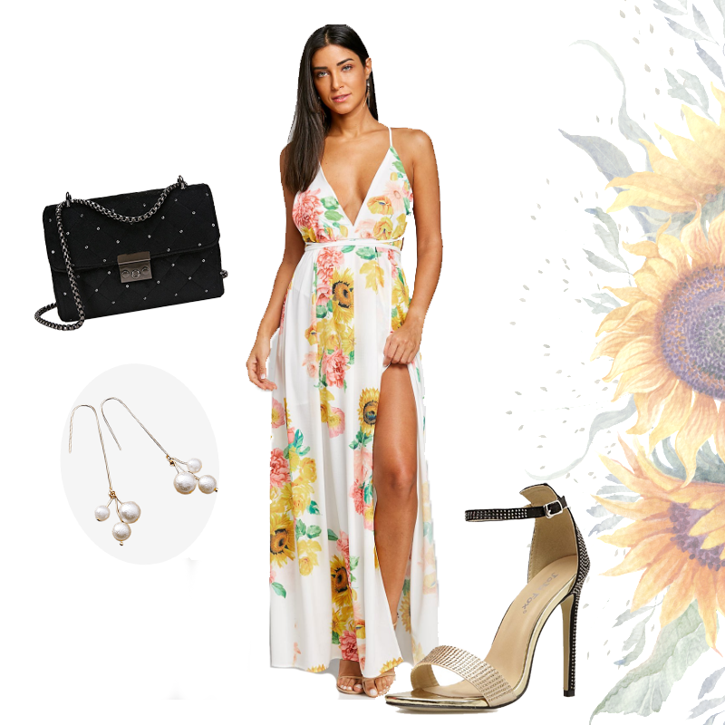 vestido de girassol rodado