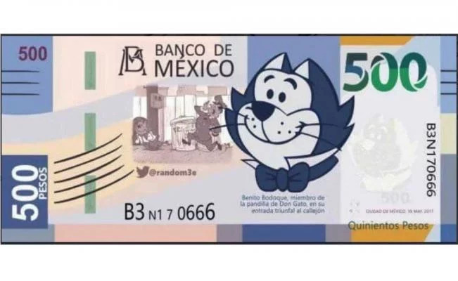Billete de 'Benito' de 500 pesos